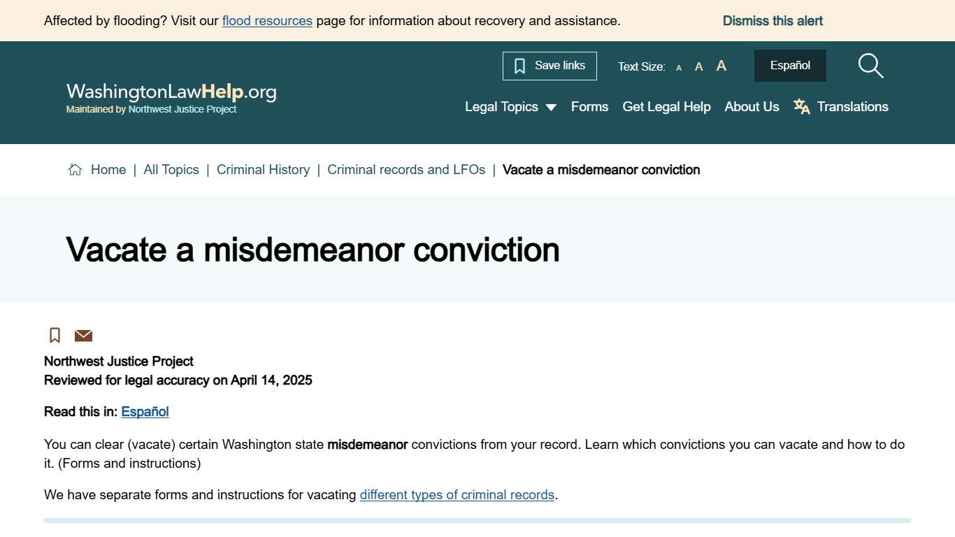 Vacate a misdemeanor conviction Washington Law Help